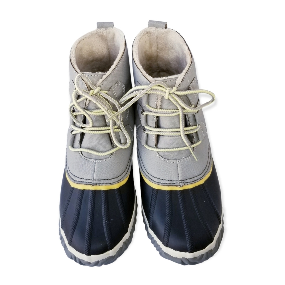 JBU by Jambu "Nala" Grey and Yellow Duck Boots Woman's Size 10 - Picture 3 of 11